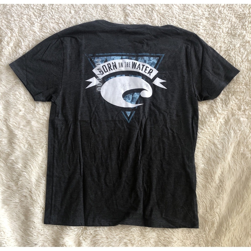 New Costa Del Mar T Shirt Charcoal Gray Short Sleeve Born On The Water Men Large